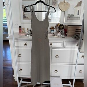 Cult Gaia Green Ribbed Cutout Tank Dress